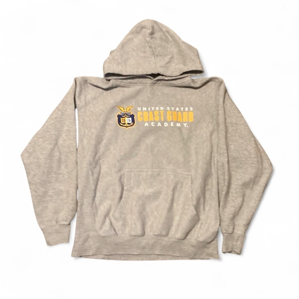 Vintage 80s/90s MV Sport Pro Weave US Coast Guard‎ hoodie Heather grey L/24.5